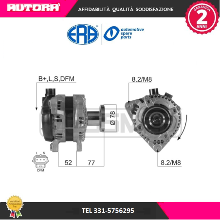 210431A Alternatore 150 ampere adatto a Ford Focus 1.8 Tdci (MARCA ERA)..