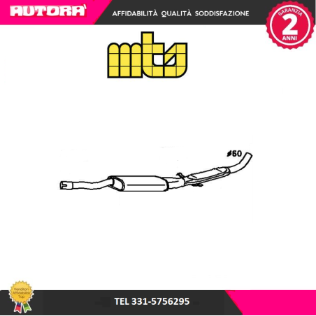 Silenziatore centrale adatto a Alfa Romeo A 75 TS (MARCA MTS)..