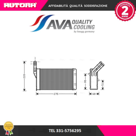 Scambiatore calore, Riscaldamento abitacolo Citroen Berlingo-Peugeot 306-Partner (MARCA AVA)..