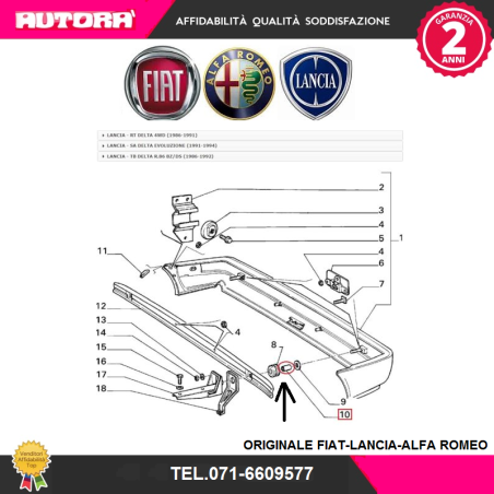 82412445 Distanziale paraurti Lancia Delta (MARCA-FIAT).. 3