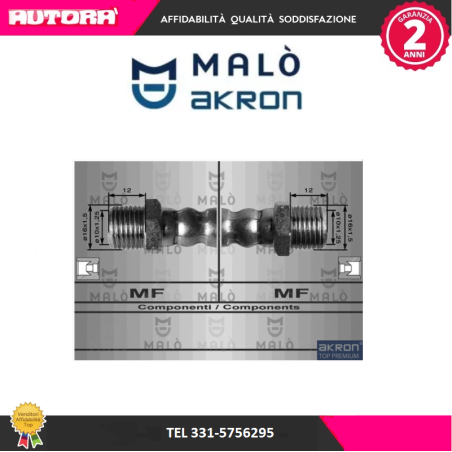 Flessibile del freno posteriore adatto a Fiat 600-600D-900T (MARCA MALO')..