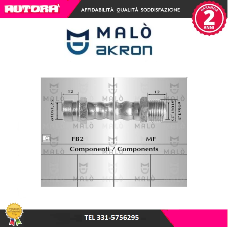 Flessibile del freno anteriore adatto a Fiat 1500-2300 (MARCA MALO')..