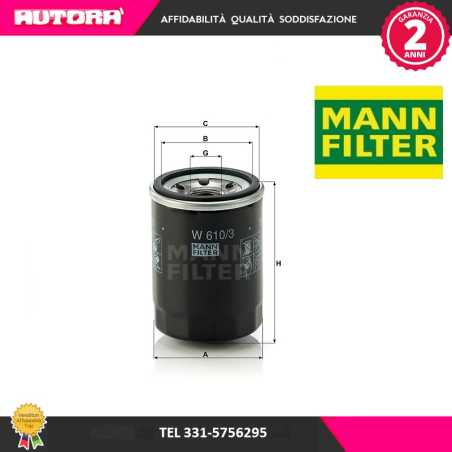 Filtro olio Fiat Panda-Punto-Grande Punto (MARCA MANN FILTER)..