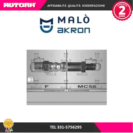 Flessibile del freno posteriore adatto a Mercedes-Benz G-T1 (MARCA-MALO')..