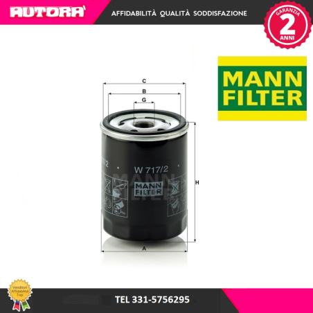 Filtro olio (MARCA MANN FILTER)..