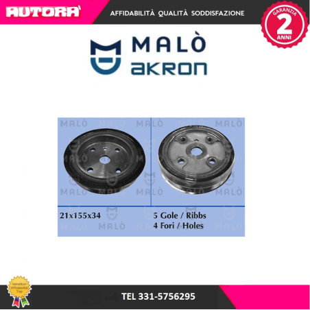 Puleggia cinghia, Albero a gomiti adatto a Volvo C30-C70-S40-V50 (MARCA-MALO')..