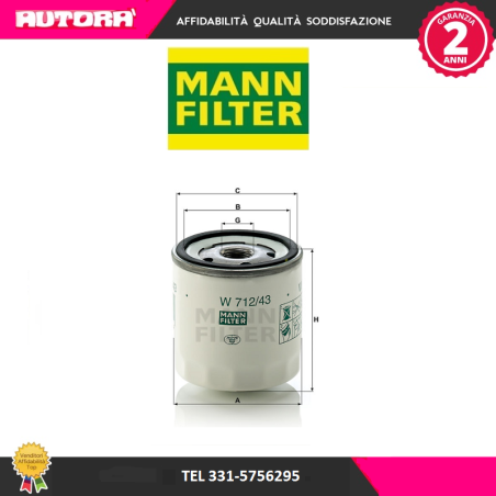 Filtro olio (MARCA-MANN FILTER)..