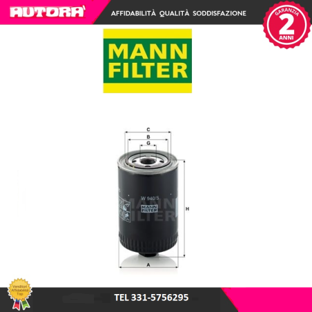 Filtro olio (MARCA-MANN FILTER)..