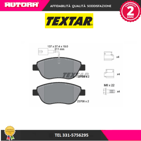 Kit pastiglie freno, Freno a disco anteriore (MARCA-TEXTAR)..