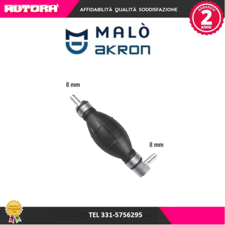 Pompa, Prealimentazione carburante (Adescatore) 8mm/8mm (MARCA MALO')..