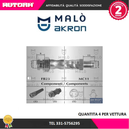 Flessibile freno anteriore adatto a Citroën Jumper (230) (MARCA MALO')..
