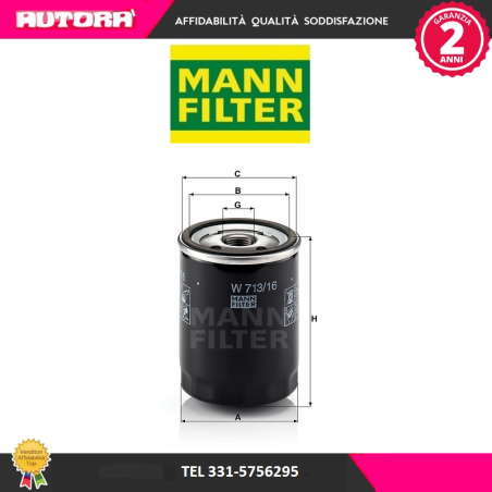 Filtro olio (MARCA-MANN FILTER)..