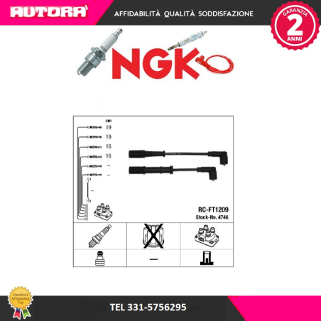 Kit cavi candele adatto a Fiat Punto-500-Panda 1.2-1.4 (MARCA-NGK)..