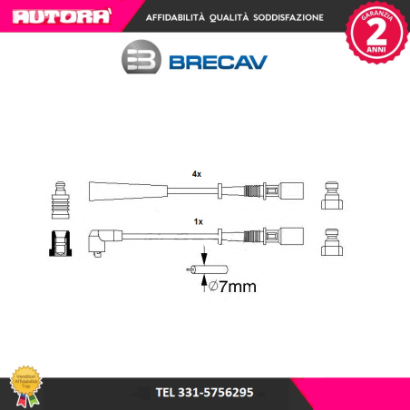 Kit cavi accensione adatto a Fiat-Lancia mot.fire 1,0 (MARCA-BRECAV)..