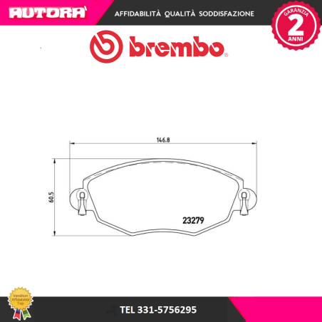 Kit pastiglie freno a disco anteriore (MARCA BREMBO)..