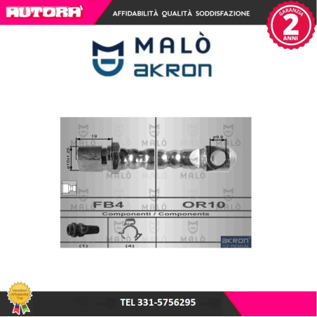 8303 Flessibile del freno anteriore per Lancia Beta-Trevi (MARCA-MALO')..