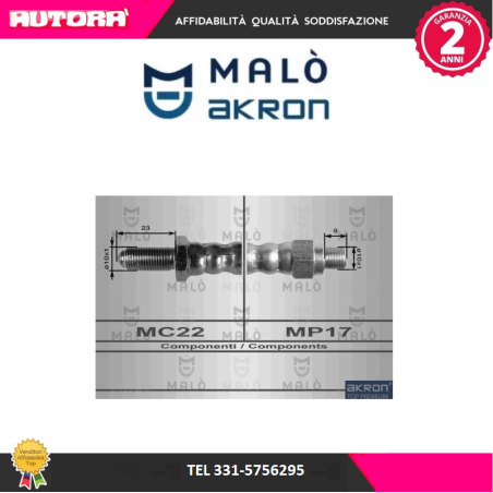 8341 Flessibile del freno posteriore adatto a Iveco Daily (MARCA-MALO')..