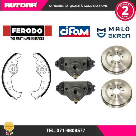 4 Ganasce+2 cilindretti freno+2 tamburo freno posteriore