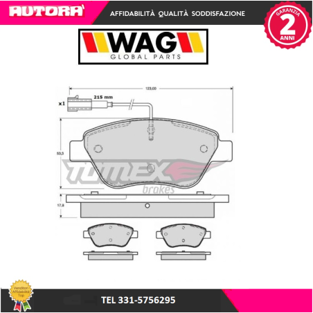 1248 Kit pastiglie freno, Freno a disco anteriore (MARCA-WAG).