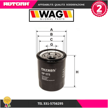 WO5452 Filtro olio Fiat Punto (188) (MARCA WAG)..