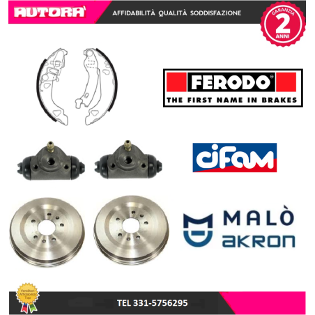 KIT39 Kit ganasce+2 cilindretti freno+2 tamburo post. (MARCA FERODO-LPR-CIFAM).