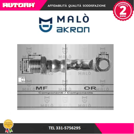 Flessibile del freno anteriore adatto a Fiat 600 (MARCA MALO')..