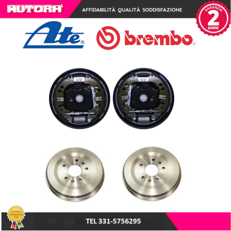 2 Kit ganasce+2 tamburo freno adatto a Fiat Grande Punto (ATE/BREMBO)..