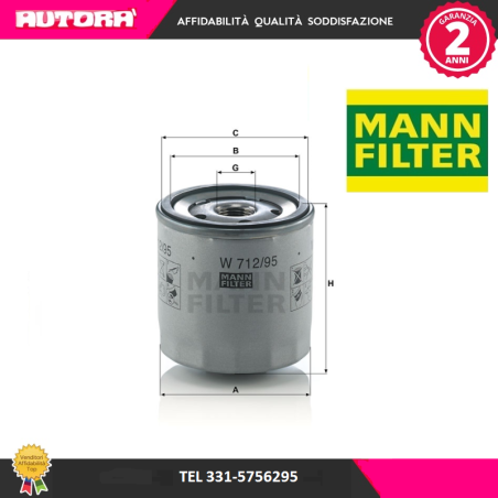 Filtro olio (MARCA MANN FILTER)..