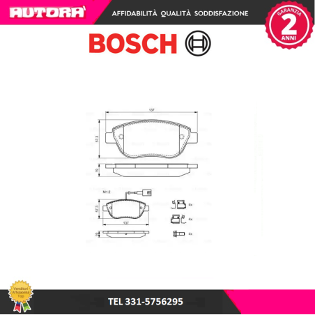 Kit pastiglie freno a disco anteriore Grande Punto-Qubo-Doblo (MARCA BOSCH)..