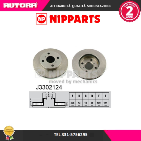 Coppia disco freno anteriore (MARCA NIPPARTS)..