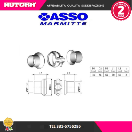 Kit di riparazione tubo marmitta Citroen-Peugeot (MARCA ASSO)..