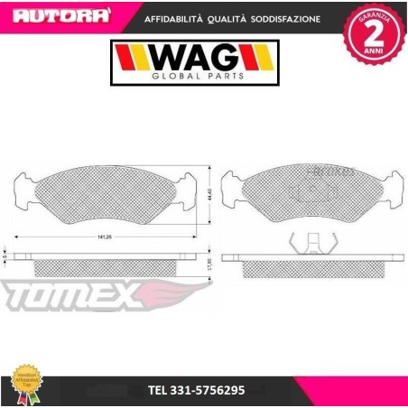 Kit pastiglie freno a disco anteriore adatto a Ford Fiesta 1989 (MARCA-WAG)