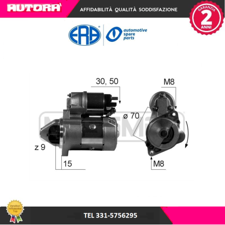 Motorino d'avviamento adatto a Smart 600 (MARCA ERA)..