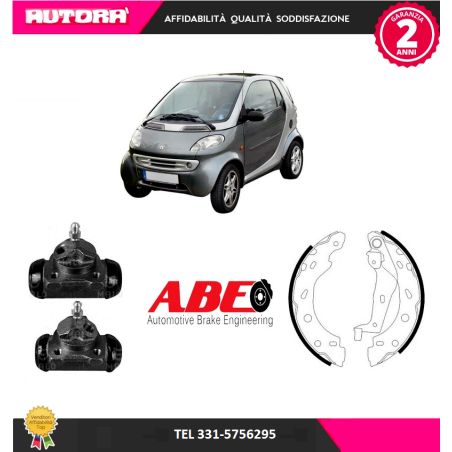 KIT30 2 Cilindretti ruota + 4 Ganasce posteriore adatto a Smart (MARCA ABE)..