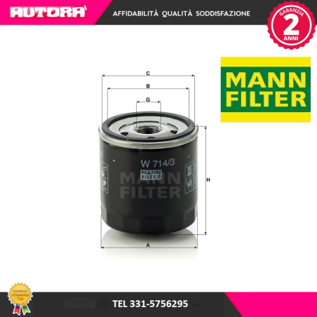 Filtro olio (MARCA-MANN FILTER)..