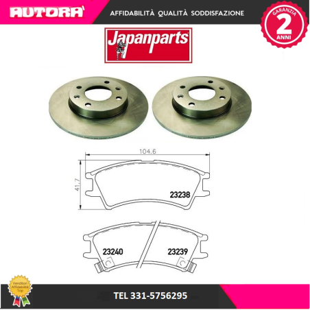 KIT54 2 Disco freno+kit pastiglie freno (MARCA-JAPANPARTS)..