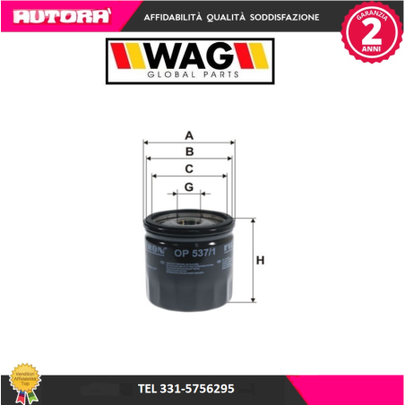 WO5371 Filtro olio adatto a Fiat Panda 1000-1100 (MARCA-WAG)..